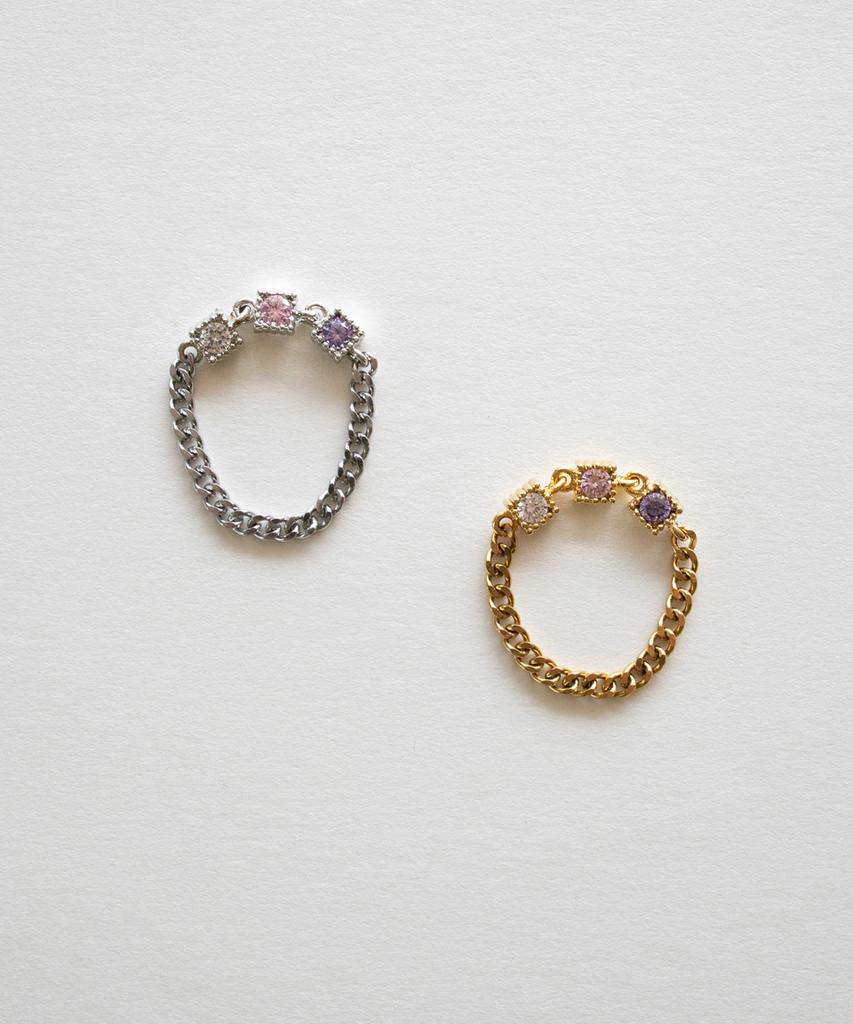 Merrymotive Pastel Color Cubic Chain Ring (2Color)