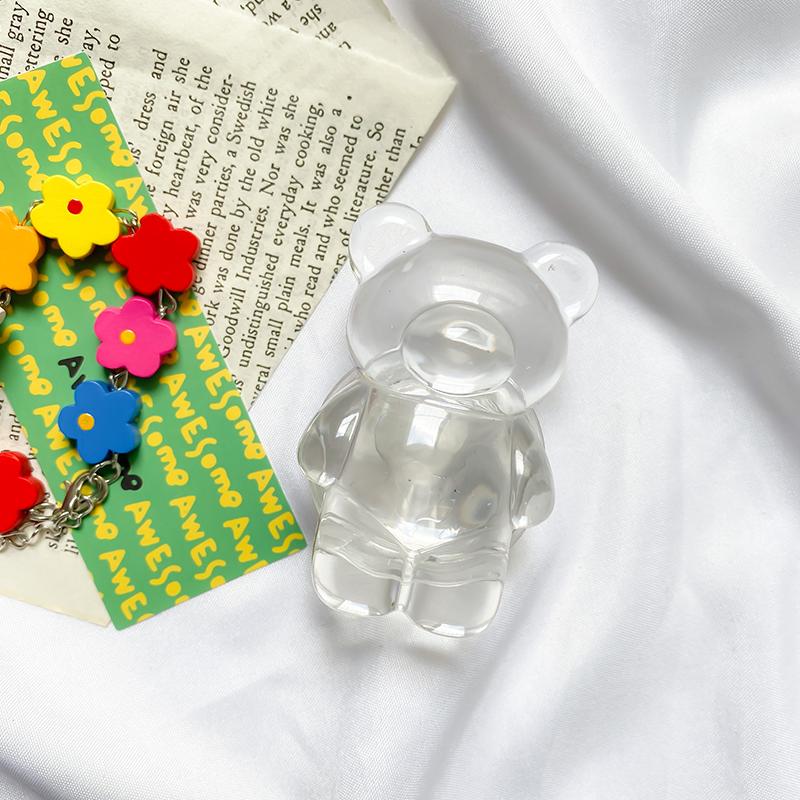 Korean 3D Laser Bear Transparent Phone Holder Grip Tok Bracket For IPhone Samsung Grip Tok Folding Finger Stand Socket Holder