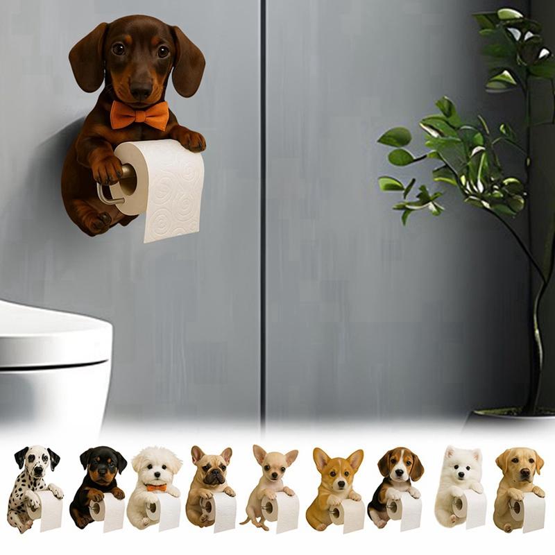 Cute Dog Shaped Paper Towel Holder Toilet Paper Holder Resin Decorative Pendant