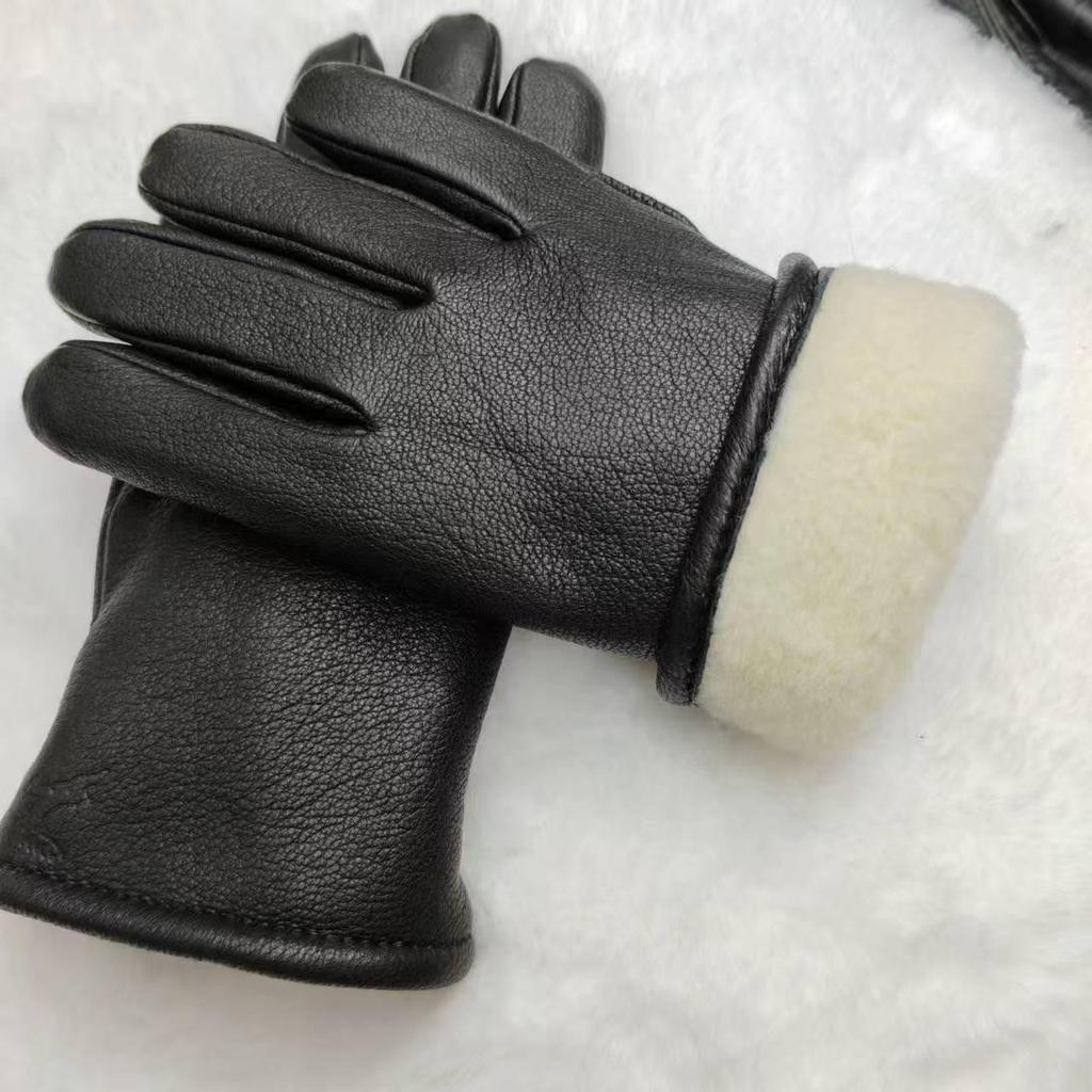 Men's Extra Thick Windproof Deer Leather Motorcycle Gloves