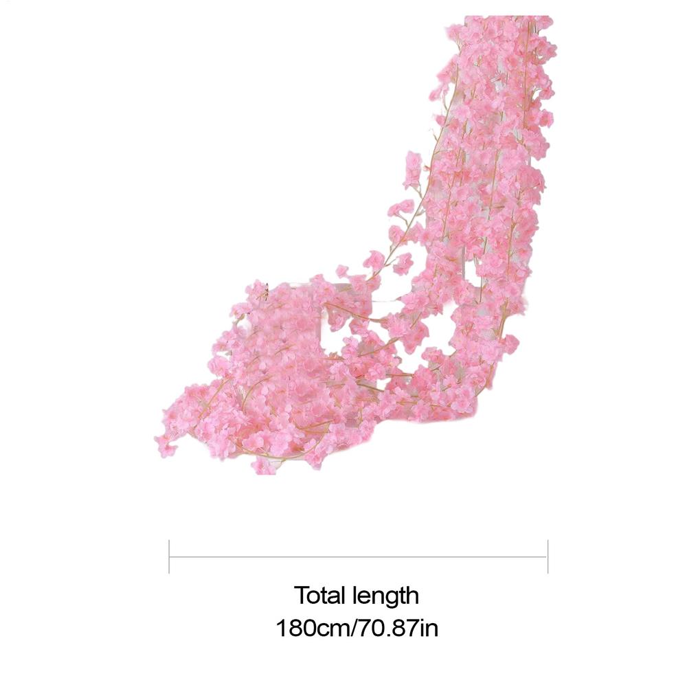 Artificial Cherry Flower Branches Faux Cherry Flower String Faux Plants Garland Decoration For Garden Bedroom Wedding Party Arch