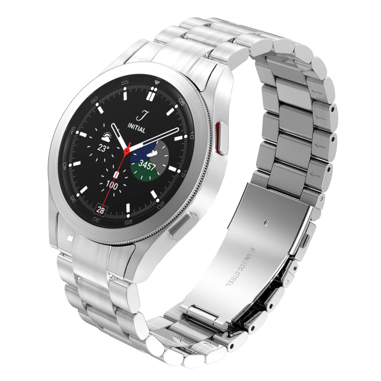 

Metal Strap For Samsung Galaxy Watch 6 4 Classic 47mm 46mm 42mm Pro 45mm No Gap Stainless Steel Bracelet Watch 7/6/5/4 44mm 40mm Watch 6 Classic 43mm срібний