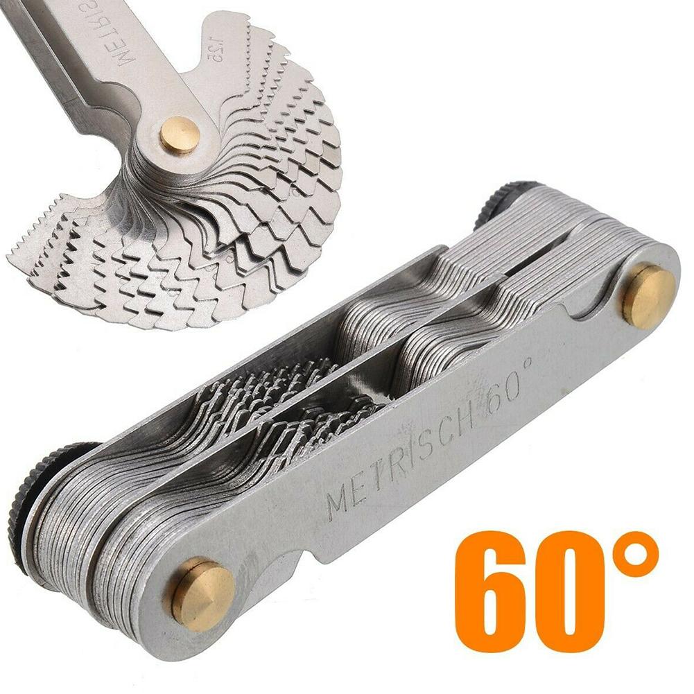 Metalworking Gauge Thread 0.25-6mm Thread Template 52 Sheets Metric Inch Stainless Steel Thread Gauge Hardened