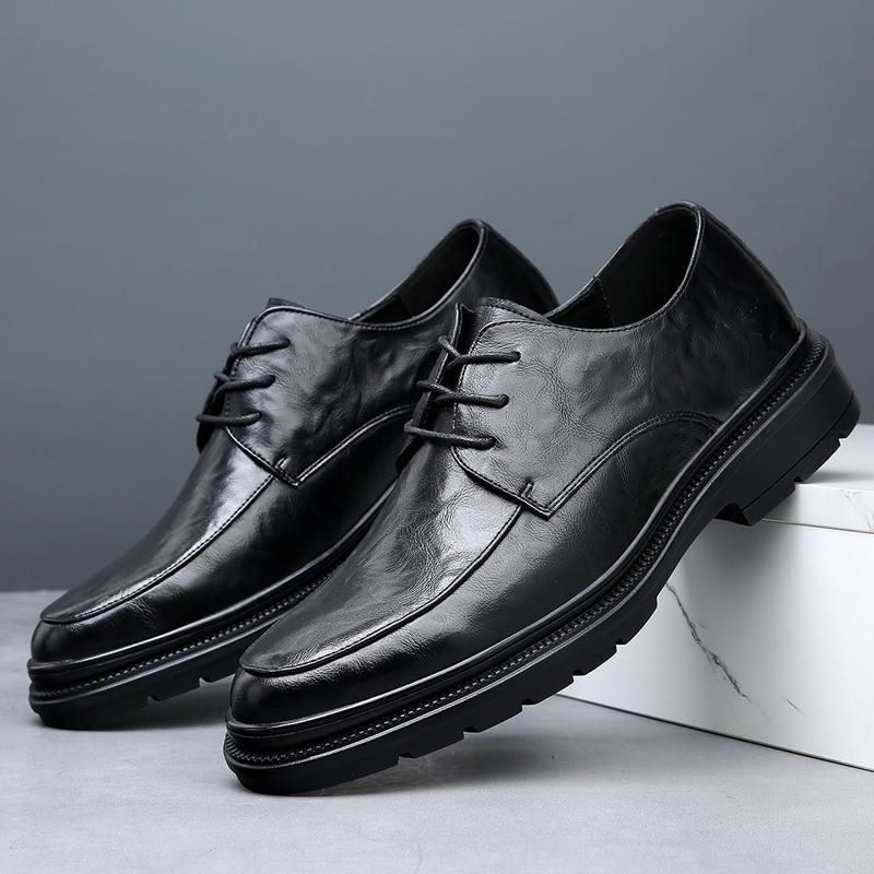 Men Formal Shoes Lace Up Oxfords Leather Fashion Trends Groom Wedding Shoes Men Outdoor Business Dating Party Office Oxford Shoe