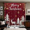 2-piece HD Digital Red Tie Christmas Street View Pine Snow Curtain Home Decoration Style Decoration Living Room Bedroom Through