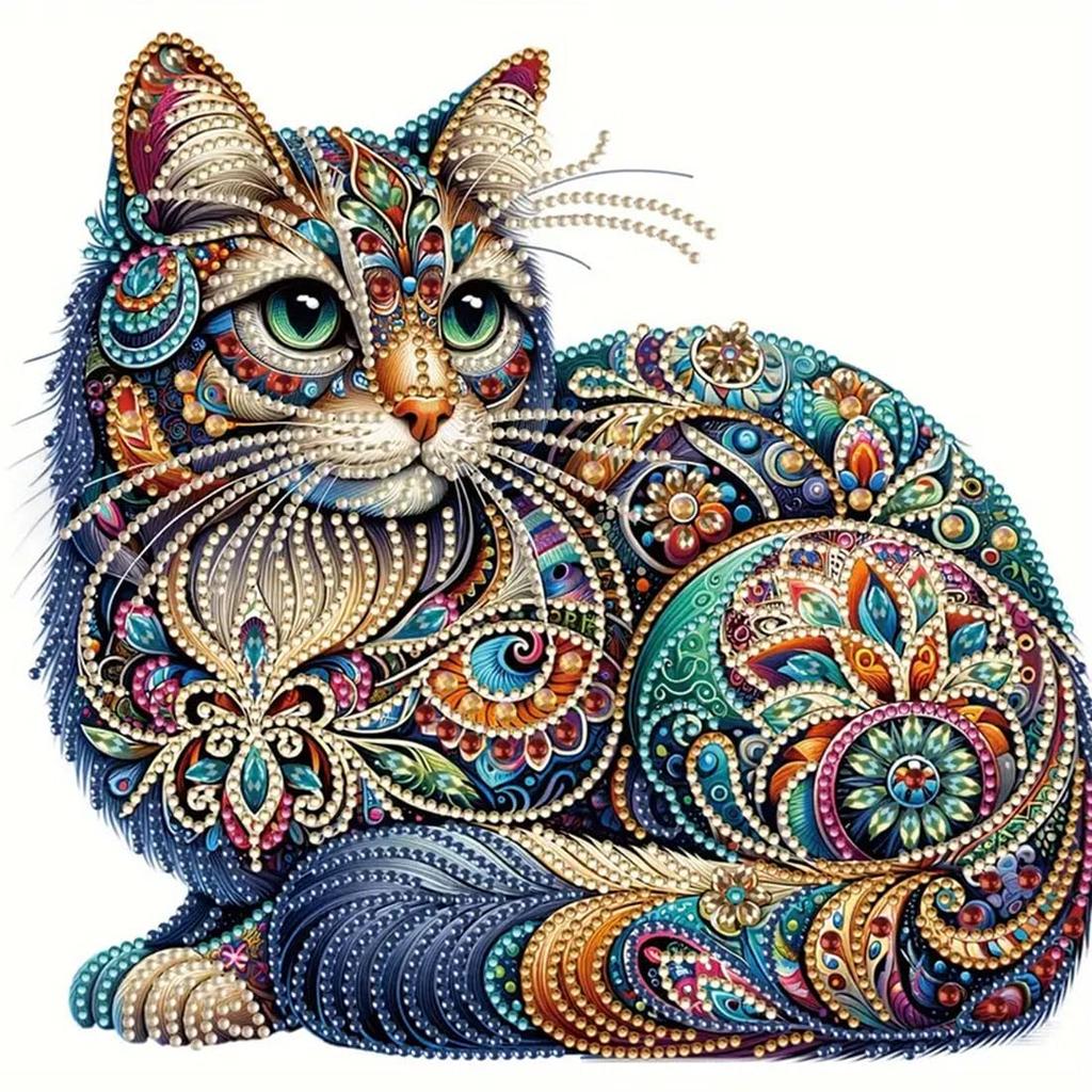 LEADINTOP Diamond Art Irregular Beads Cat Diamond Painting Kit Mosaic Art Popular Bead Art Cute Beginners Adults Children DIY Handmade Craft Kit