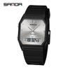 Sanda Waterproof Square Alarm Watch - Luminous Chronograph Sports Wristwatch for Students