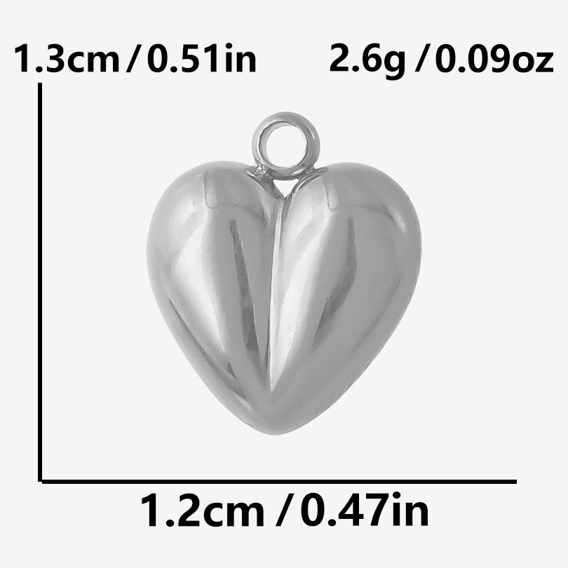 6pc Sweet Love Pendant Real Gold Plated Stainless Steel Heart Charms For Jewelry Making Supplies DIY Keychain Pendant Charm Bulk