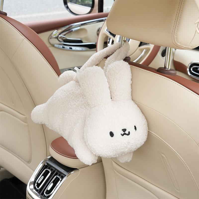 Plush Monkey Car Tissue Holder: Cute Cartoon Doll Pull-Out Tissue Box for Interior.