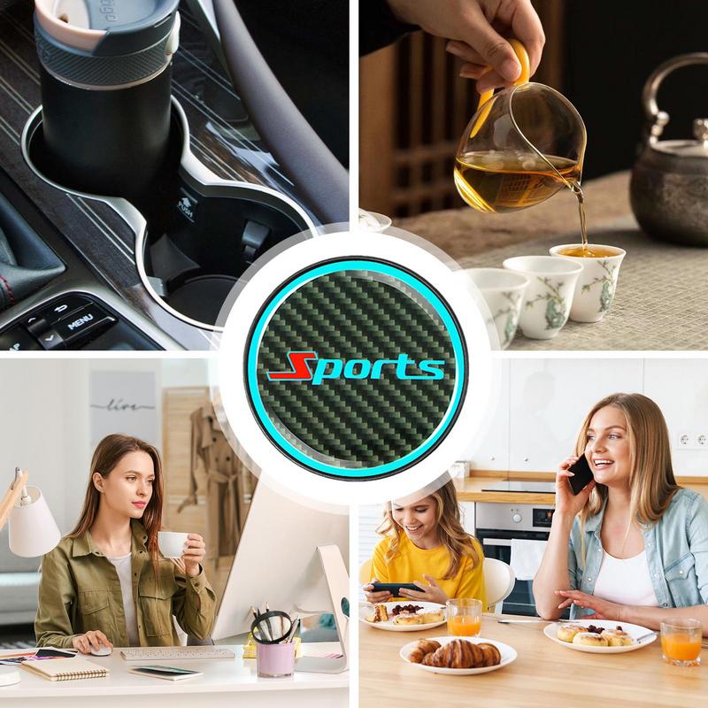 Nachtleuchtende Untersetzer Innenraum Auto Anti-Rutsch-Matte Nachtlicht Auto Getränkehaltermatte Wasserbecher Schlitz Auto Dekorationen Zubehör