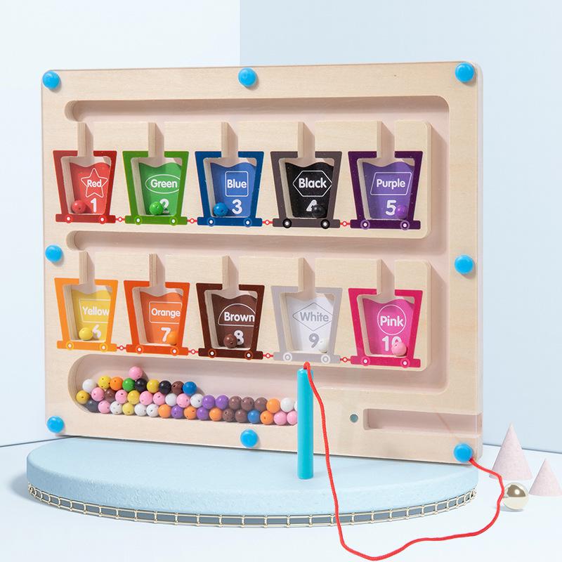 Children's Magnetic Bead Maze Toy: Educational Pen Control, Counting & Color Recognition Aid