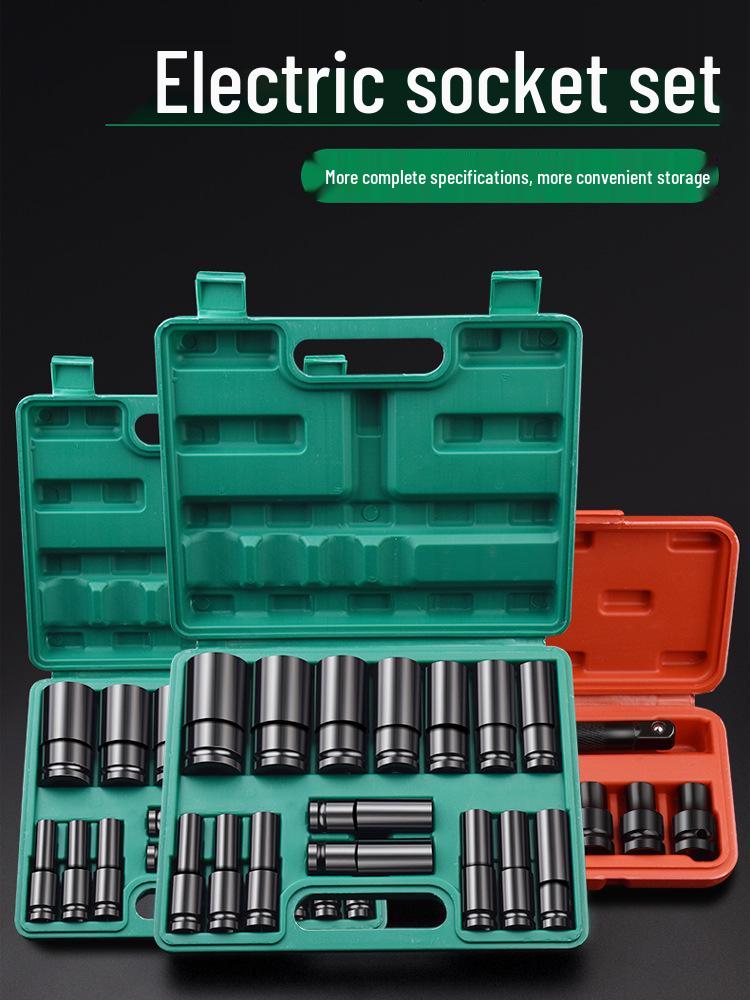 Comprehensive Electric Wrench Kit: Large, Medium, Small Socket Set with Air and Electric Wrench Tool Attachments