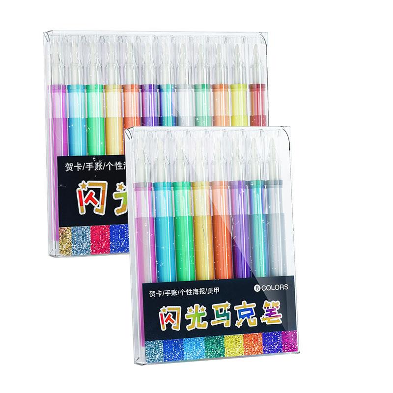 8/12 Flash Acrylic Marker Set with Thick Head Fluorescent for Hand Accounts Art Painting Greeting Card Decoration