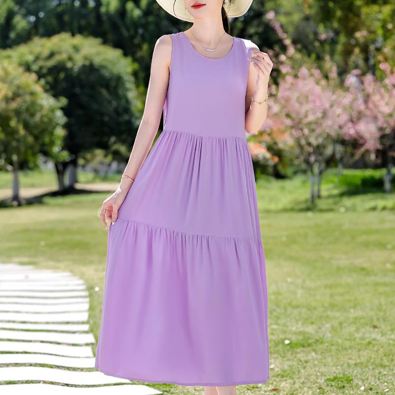 Elegantní dámské letní šaty nadměrné velikosti, ležérní volné dlouhé šaty bez rukávů, dámské vintage oblečení