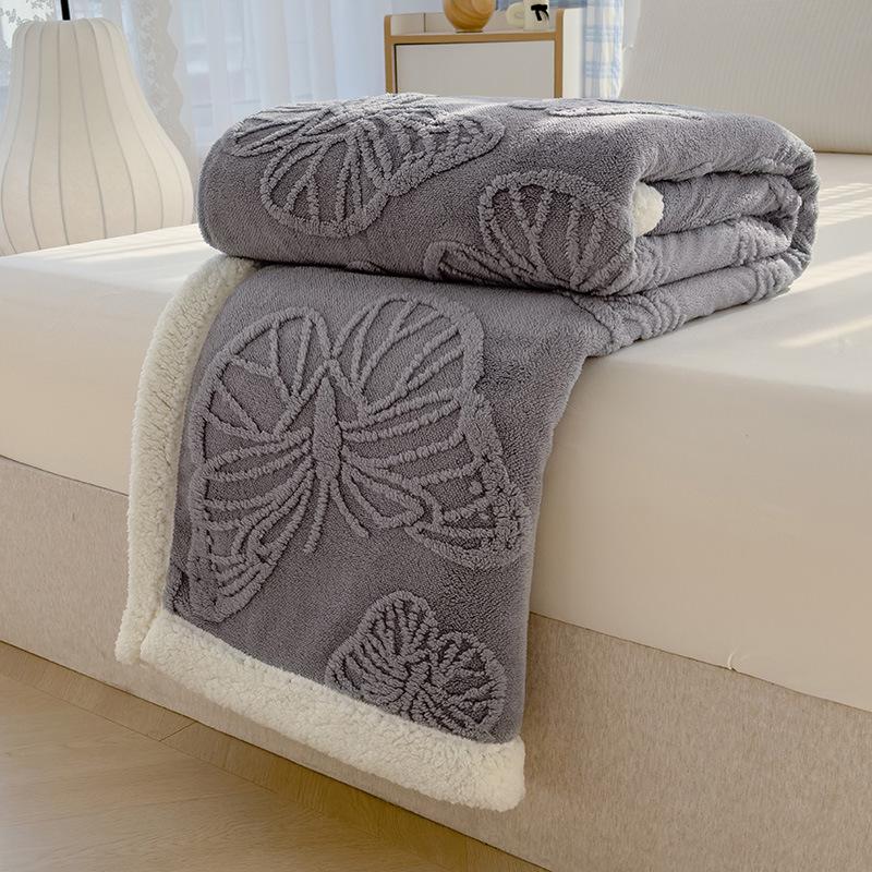 Plush Lambswool Butterfly Flower Multifunction Blanket