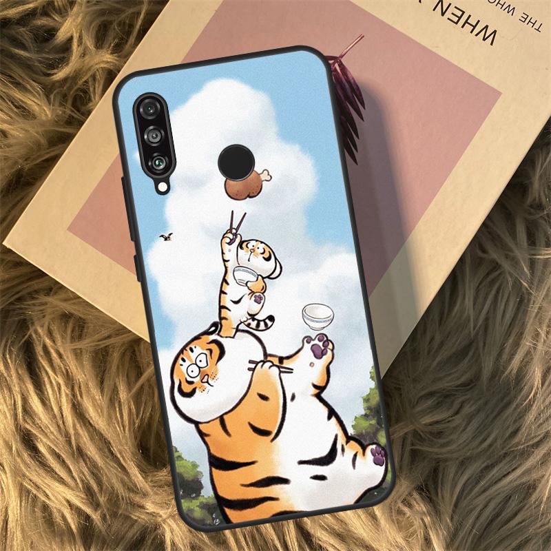 Cartoon Fat Tiger For Huawei Nova Y90 Y60 Y61 Y70 Y72 Y73 Y91 3i 7i 8i 11i 12i 9 10 SE P20 P30 P40 Lite Case