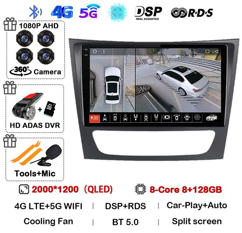 Android 14 Auto Carplay Car Radio For Mercedes Benz E-class W211 E200 E220 E300 E350 E240 CLS 2002-2010 Multimedia Player Stereo