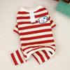 Cute Soft Cotton Striped Dog Jumpsuit Breathable Anti-Shedding Puppy Clothes Four Legs Pet Pajamas Pet Supplies