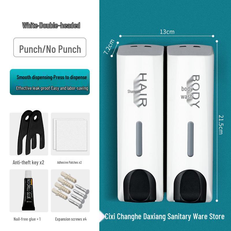 Dual-Head Wall-Mounted Soap Dispenser for Hotels and Guest Houses