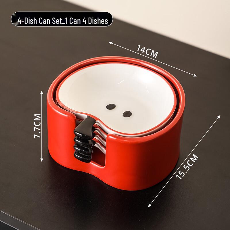 ZISIZ Cute Apple Ceramic Snack Dish Set