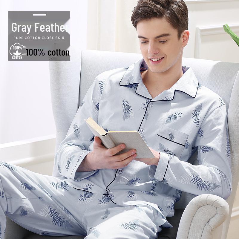 Men's Plus Size Pure Cotton Pajama Set - Long Sleeve for Spring, Autumn & Winter 2025