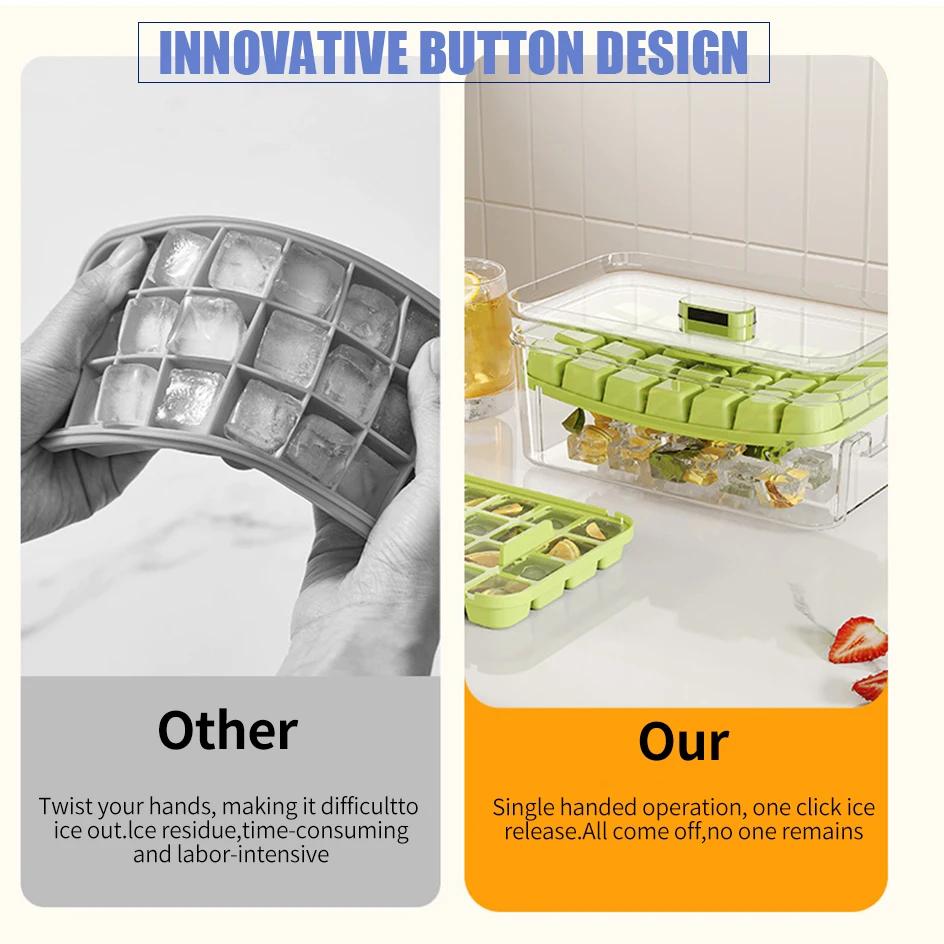 34/68 Grids Pressing Ice Cube Molds Ice Cream Molds Home Ice Box Model Easy To Take Off The Mold Freezing Whiskey Cocktail Tools