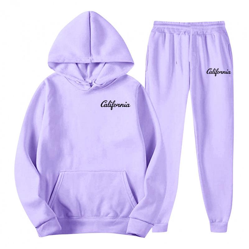 Men's Trendy Casual Solid Color Hoodie and Sweatpants Set for Autumn/Spring 2025