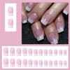 24Pcs Press On Nail Medium Square Coffin Nail French Tip Designs False Nail for Office Parties and Special Occasion