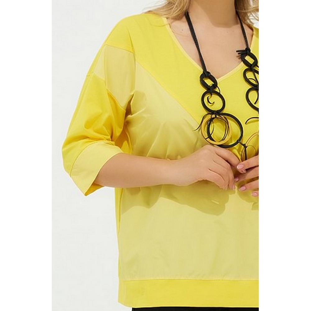 Fierte Kobieta Duży Rozmiar Bluzka Lm87100 Dekolt V Pół Rękawa Dzianina Spadochronowa Kombinacja