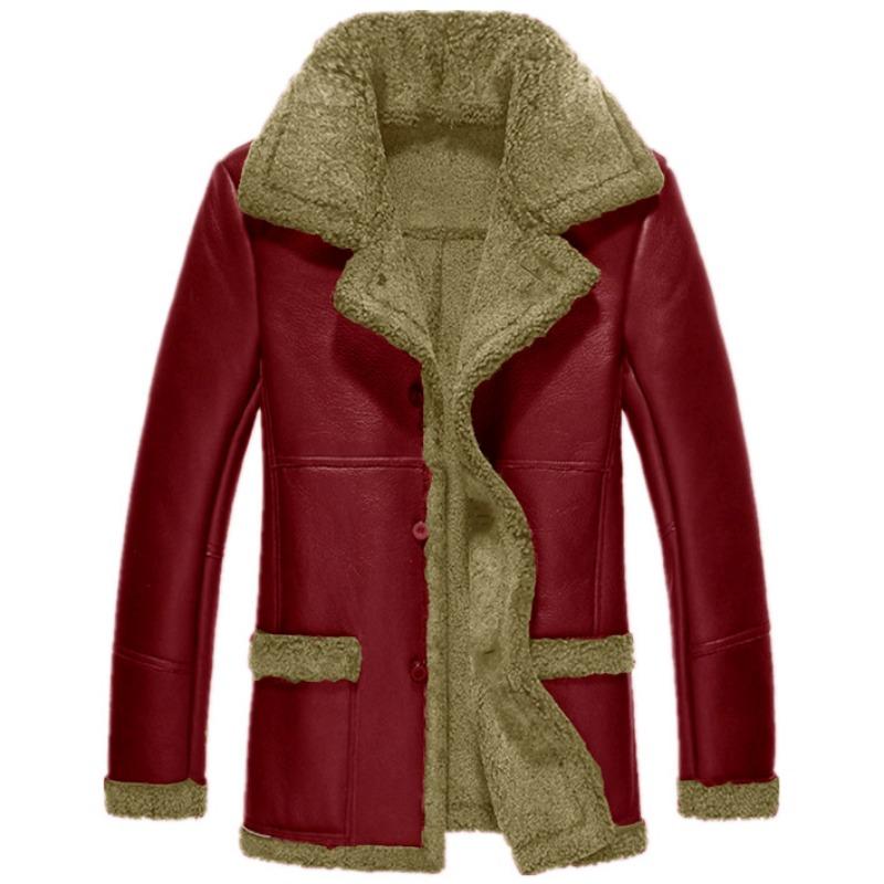 Winter Fur Integrated Thickened Coat Imitation Leather Velvet Men's Coat Outdoor Jacket
