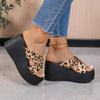 Fashion Thick Bottom Slope Heel Height Increasing Slippers 2025 Summer Leopard Color Beach Open Toe Shoes Women Non-slip Comfort Sandals