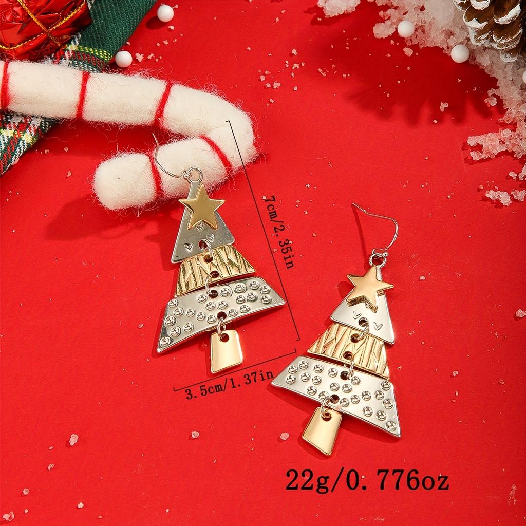 Women's Christmas Tree Holiday Earrings - Cute Long Fashionable Pendant for Celebratory Wear, Durable Material, Holiday Charming Gift