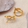 Three-layer Ring with Rhinestones, Stainless Steel Fashion Simple Design, Gold-plated Stainless Steel Ring for Women