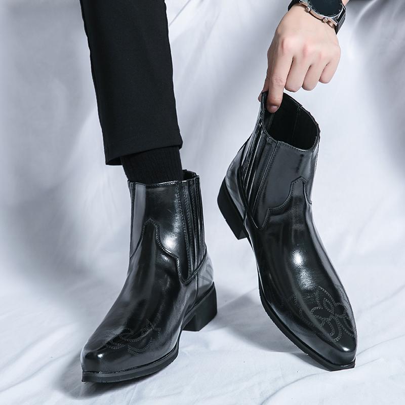 Designer Brand High-end Business Dress Shoes Groom's Wedding Shoes Hot Selling Leather Ankle Boots Men's High Top Shoes Big Size