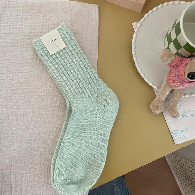 

Женские зимние однотонные универсальные теплые гольфы из толстого кроличьего пуха 1 pair