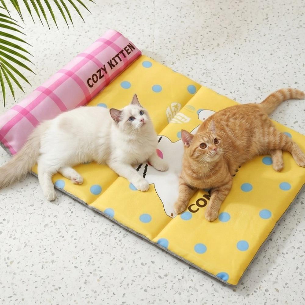 Breathable Cat Cooling Pad Waterproof Ice Silk Cold Mat Cat Sleeping Pad Pet Cooling Mat  Kennel