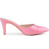 Allegra K Women's Stiletto Mule Sandals, PU Leather, Heelless, Front Closed, Pointed Toe, Pink, Size 24.0 Cm