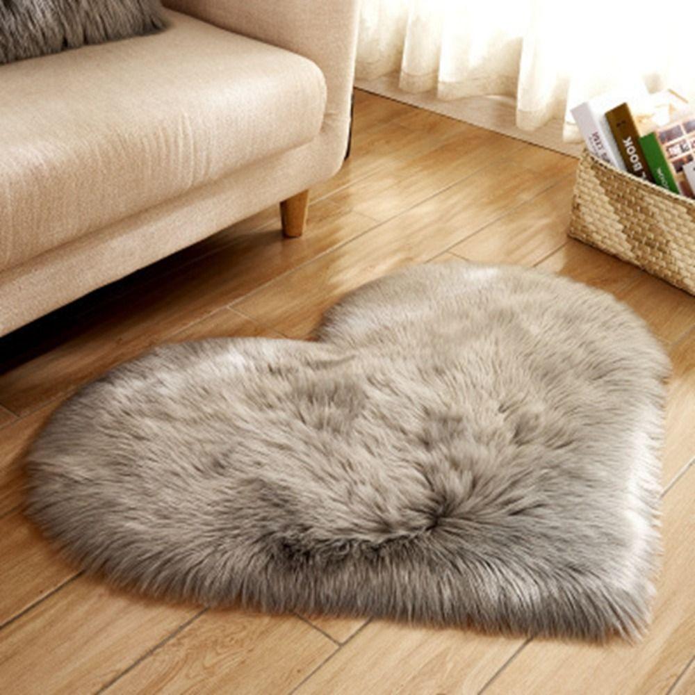 Shaggy Heart Shaped Rug Fluffy Floor Mat Cushion Plush Carpets  Home Decor