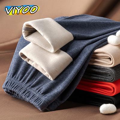Höst Vinter Herr ull silke termounderkläder Kläder Tjocka Byxor Elastisk Midja Underkläder Kalsonger Pyjamasbyxor För Män