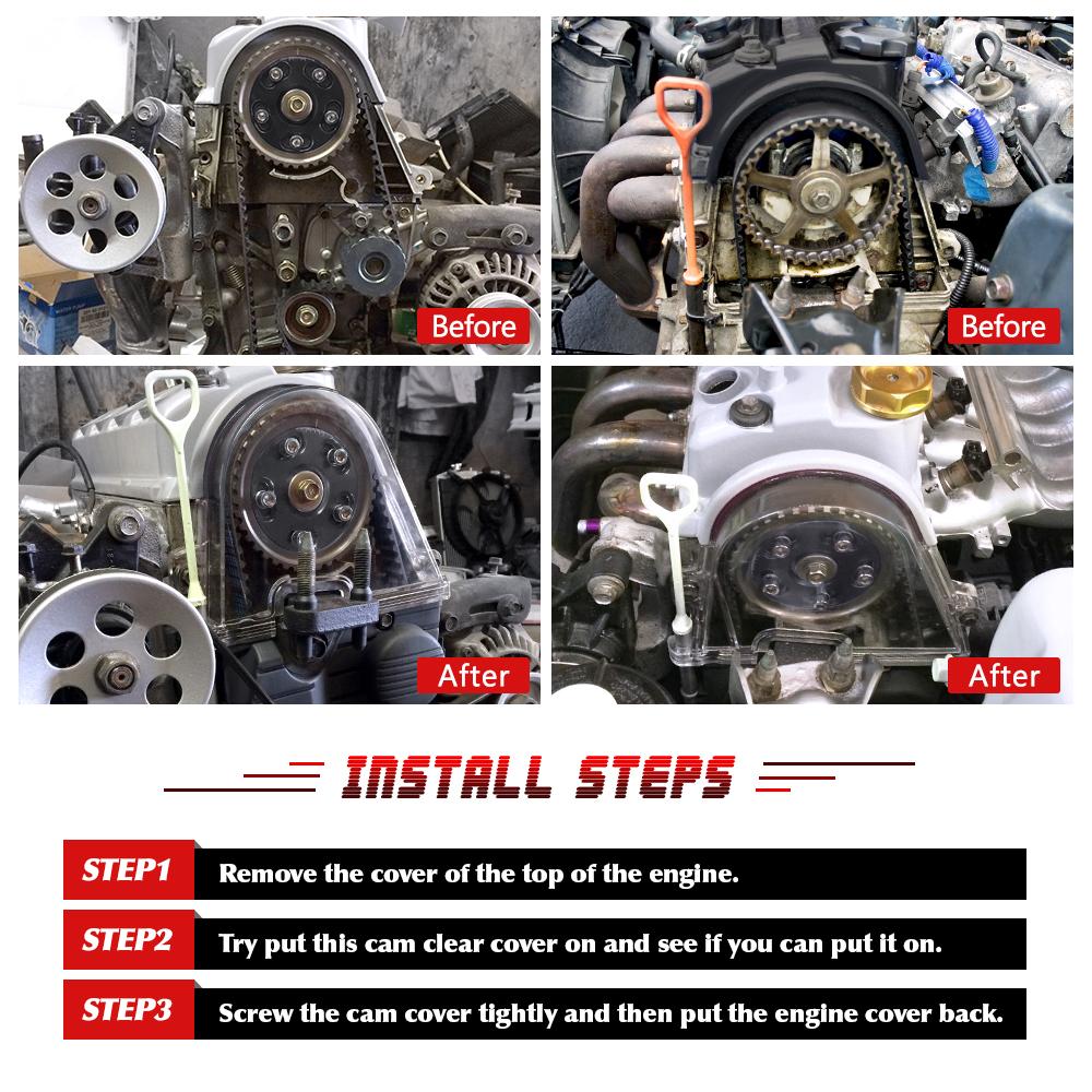 Clear Cam Gear Timing Belt Cover Turbo Cam Pulley For Honda Civic 96-00 EK EG D15 D16