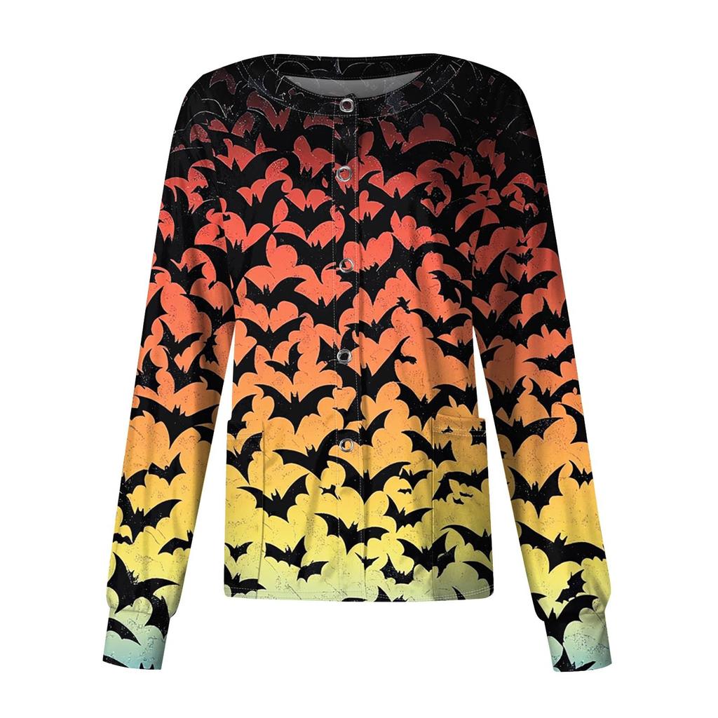 Dámské ležérní oblečení s dlouhým rukávem, jednořadové halloweenské oblečení s potiskem Cardigan Top oblečení Uniformy