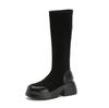 Thick-soled boots Autumn and winter boots Women's small elastic thin boots Thick heel boots Women's high boots