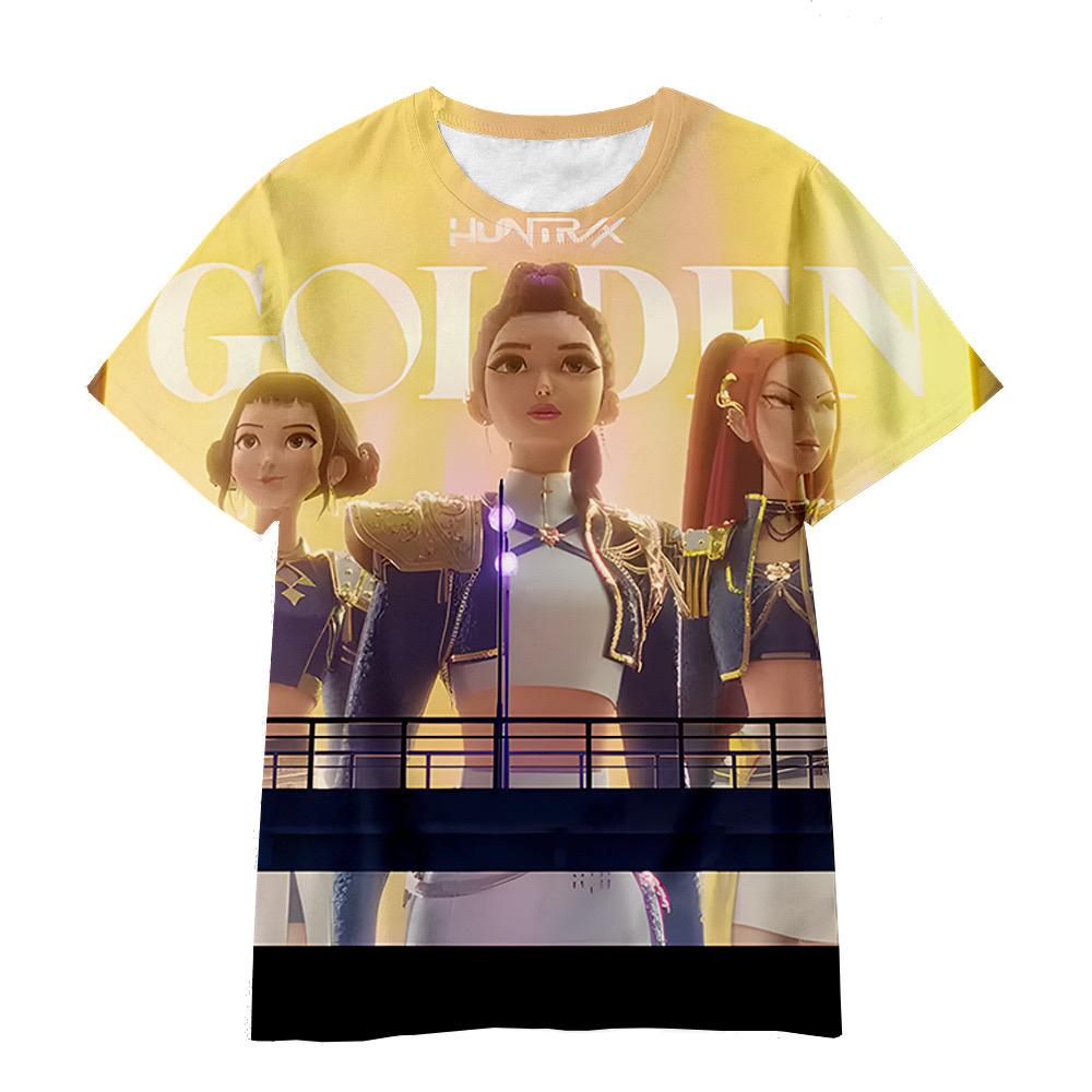The Magic Hunter Team Short-sleeved Kpop Rumi, Mira and Zoe 3D Printed Cartoon Fashion and Youth for Children and Adults