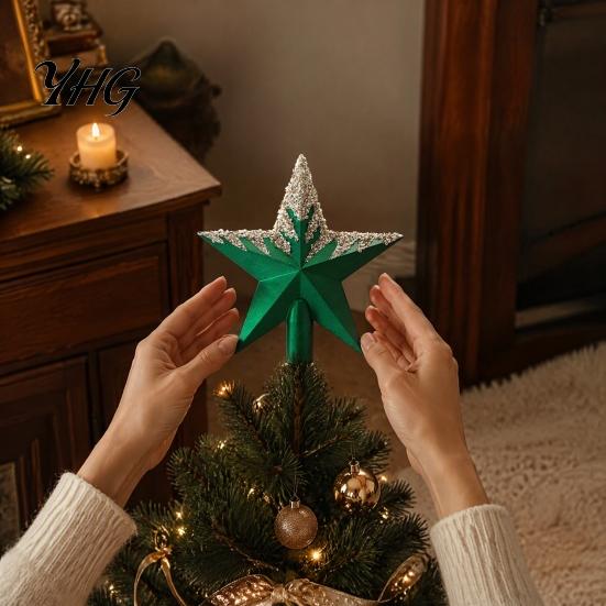 Christmas Tree Star Topper Glitter Sequins Topper, Shiny Sparkly Treetop Festive Decoration Accessories Ornament, Shatter-Proof for Xmas Holiday Party