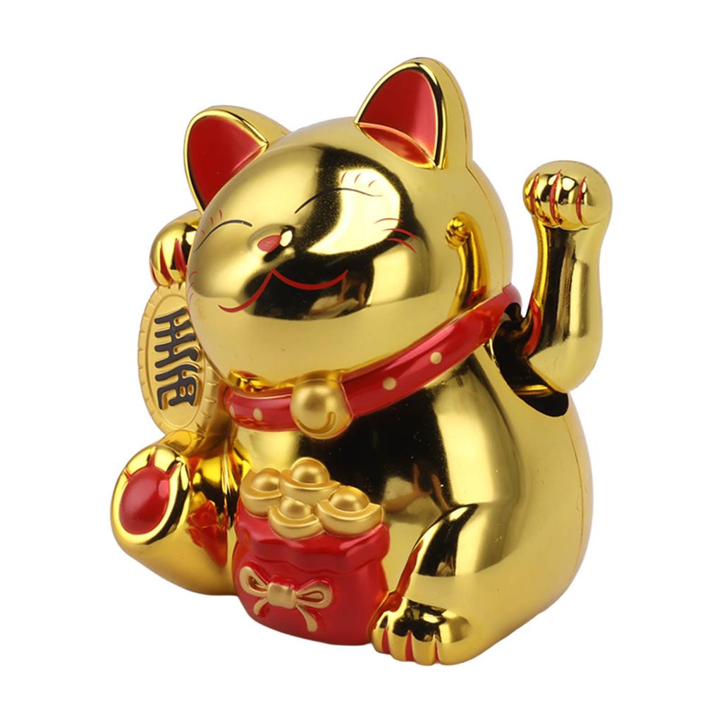 5.5in Electric Waving Arm Fortune Cat Decorative Cute Plastic Cat Ornaments for Cashier Desk
