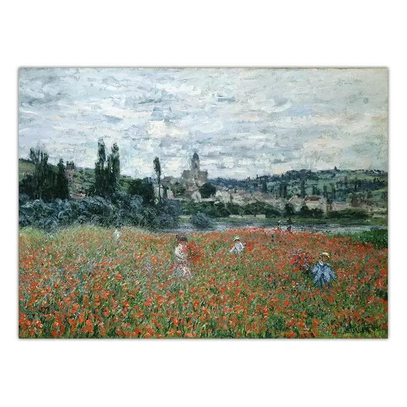 Vintage Spring Poppy Field Canvas Wall Art Retro Decorative Painting for Living Room Bedroom Classic HD Print Poster Home De