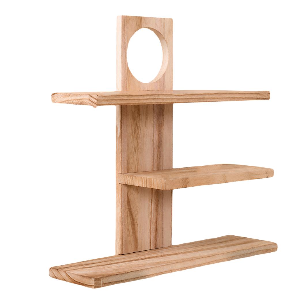 3 Tier Wooden Desktop Storage Organizer Solid Wood Double-Reinforced 25LBS Per Shelf Desk Shelf Display Stand for Living Room