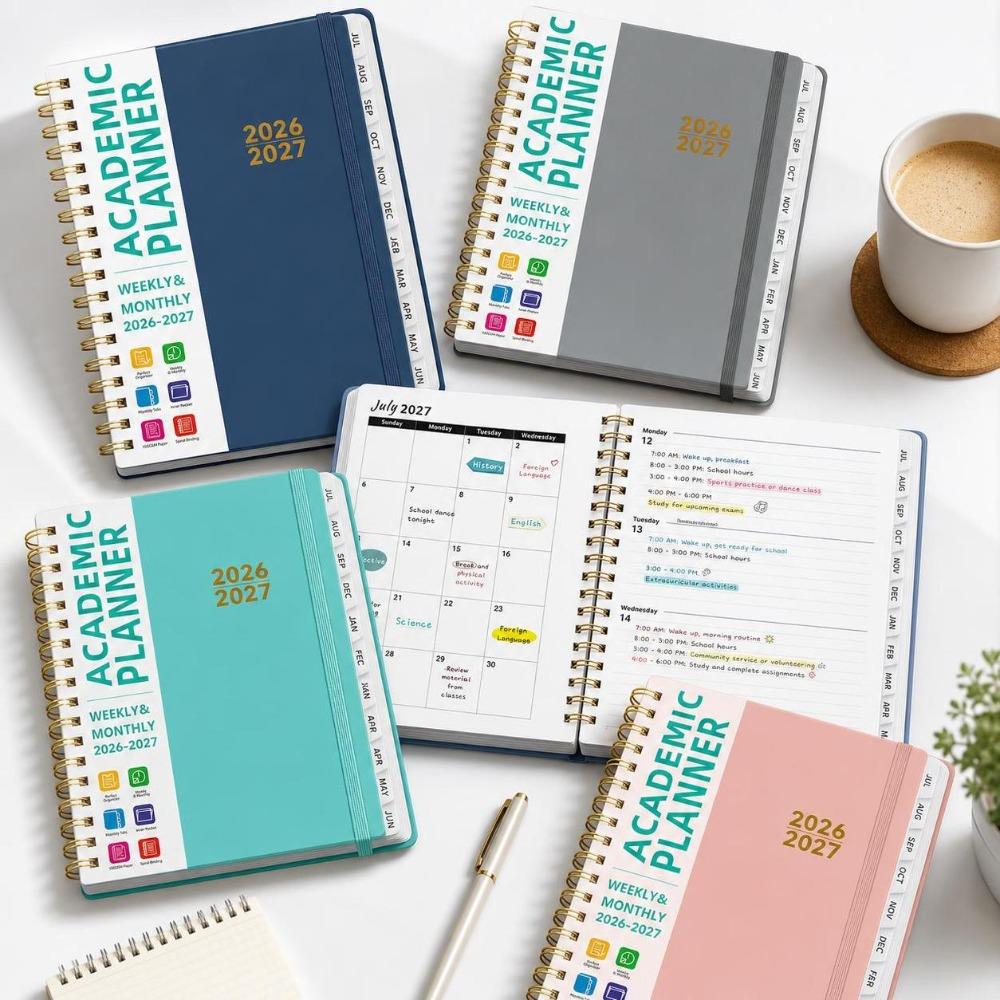 A5 Academic Planner Book Spiral Binding Planner Book Portable Agenda Notebook Students