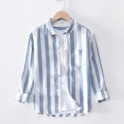 Pockets Street Casual Shirts Fashion Simplicity Handsome Striped Loose Men's Clothing Button Spring Summer Sven Thin