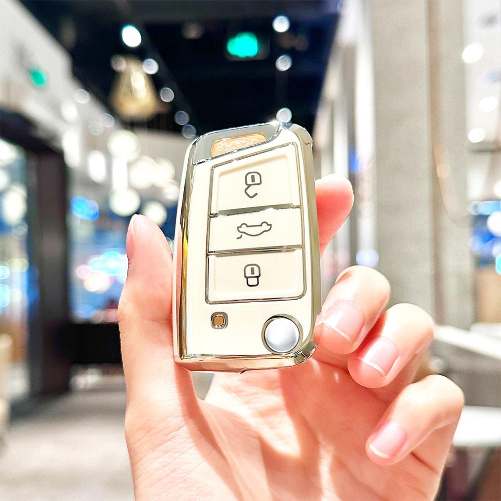 

Auto Shell For Skoda Octavia For Ateca Leon FR 2 SEAT Ibiza Car Key Case Cover Fob For VW Volkswagen Golf 7 MK7 Tiguan MK2 білий